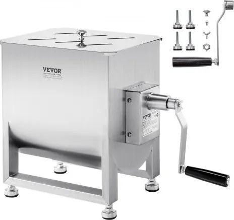 VEVOR handmatige vleesmenger 30 L vleesverwerkingsapparaat (maximaal mengen van 27,2 kg vlees), roestvrijstalen vleesmenger, worstmenger met reductiekast, handmixer voor gehakt