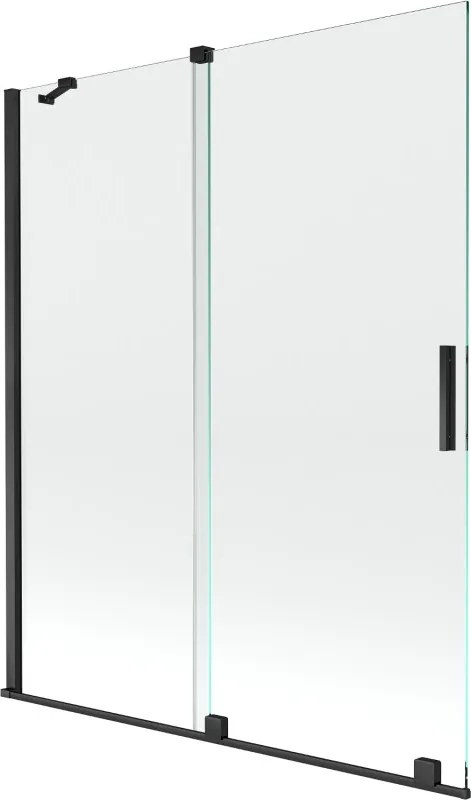 Mexen Velar tweevleugelig uitschuifbaar badscherm 140 x 150 cm, transparant, zwart - 896-140-000-01-70