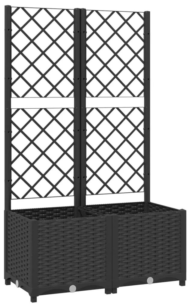vidaXL Plantenbak met latwerk 80x40x136 cm polypropeen zwart