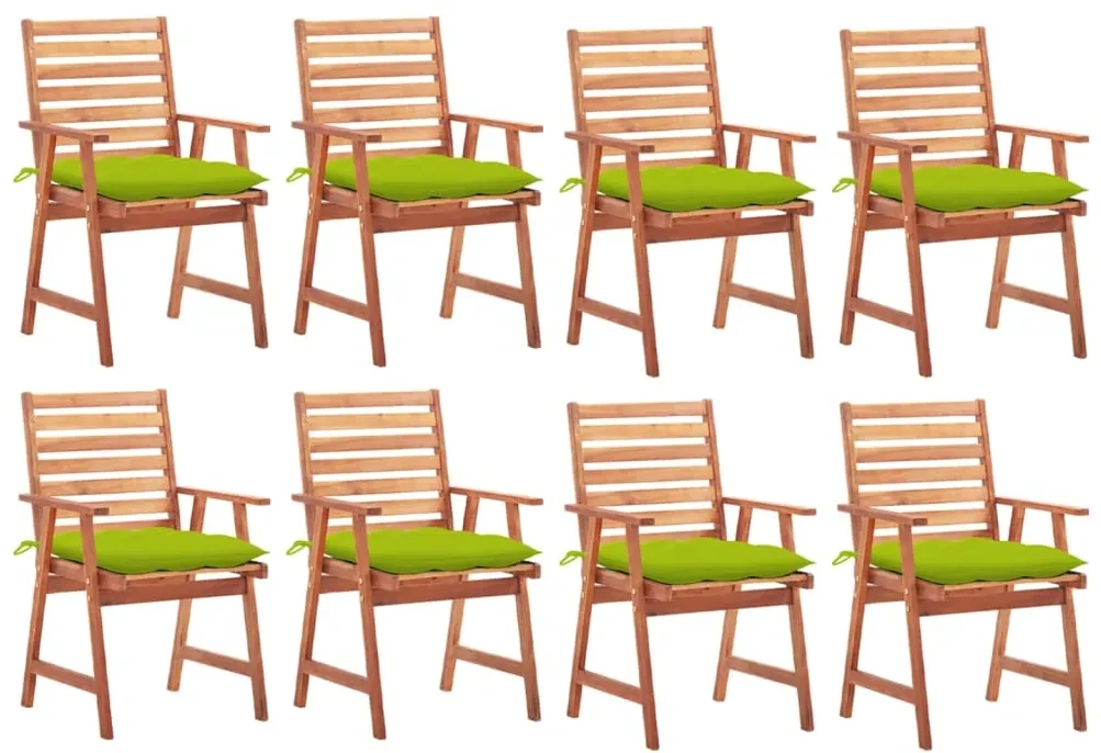 vidaXL Tuinstoelen 8 st met kussens massief acaciahout