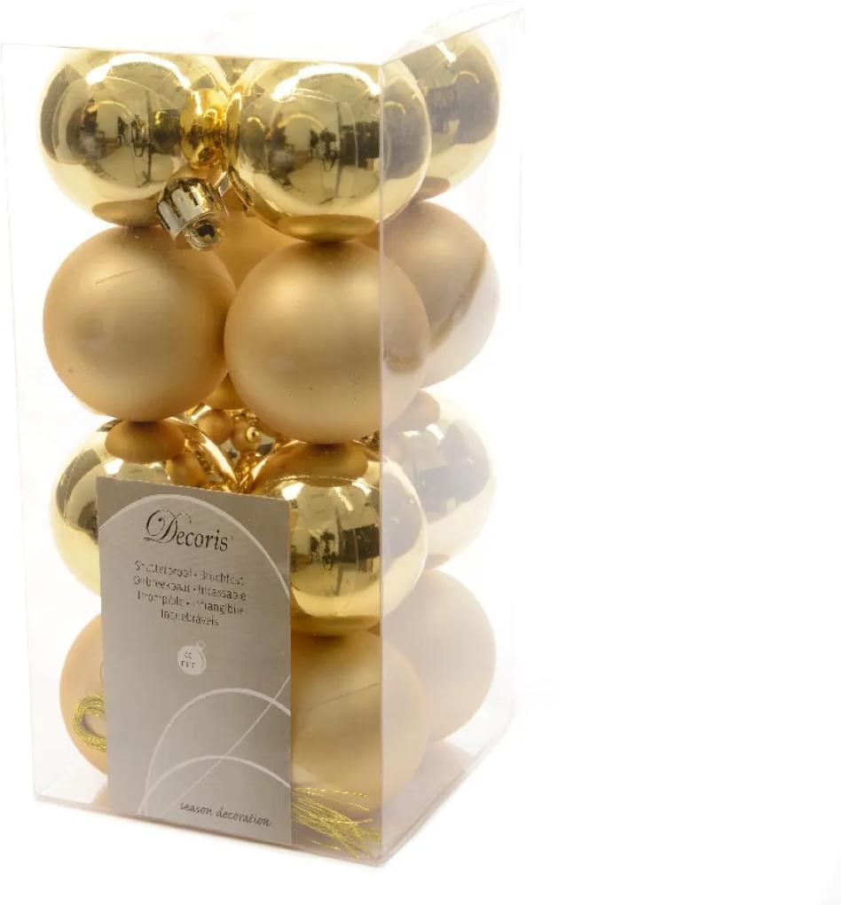 Kerstbal plastic glans-mat/40mm/licht goud