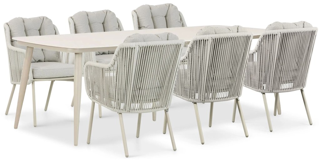 Tuinset 6 personen 240 cm Aluminium/rope Taupe Santika Furniture Santika