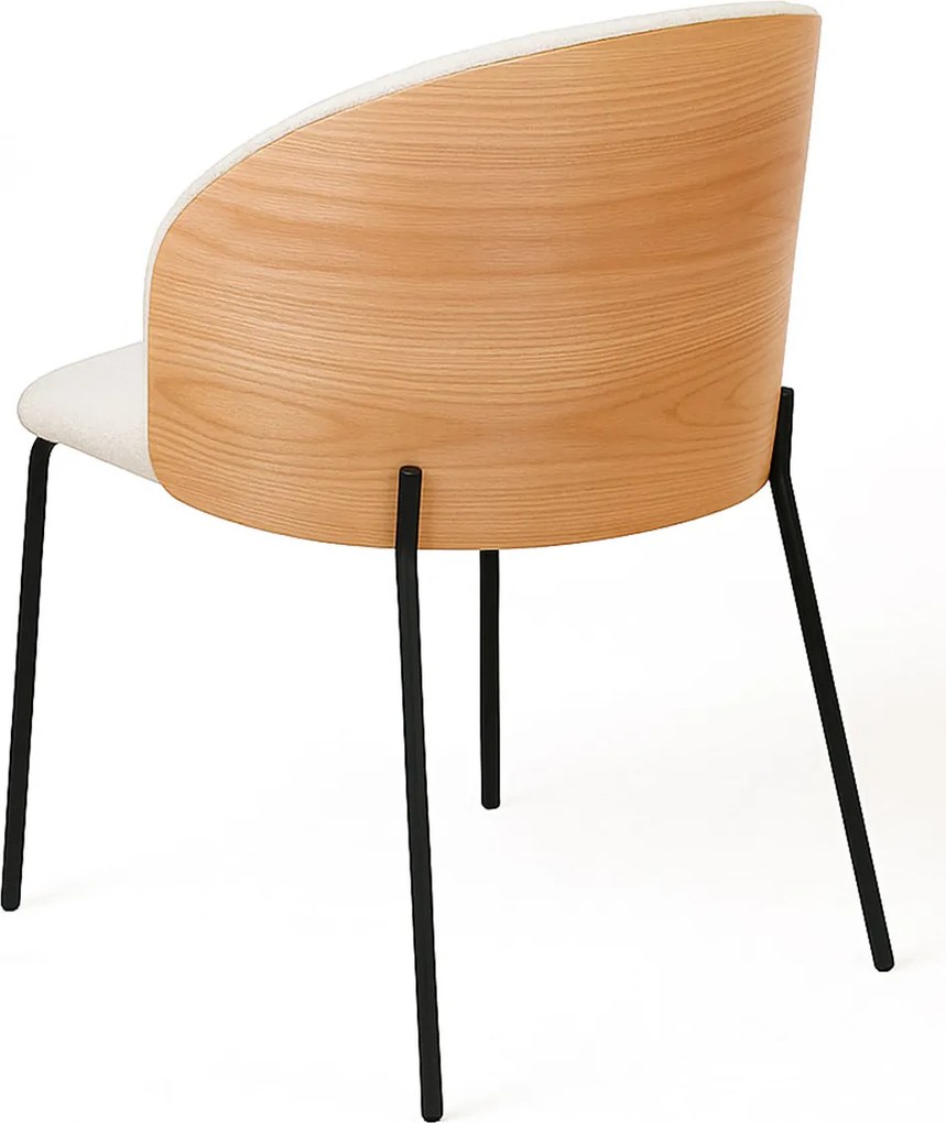 Set 4 Glacia Witte Stoffen Stoelen met Gestoffeerde Houten Rugleuning