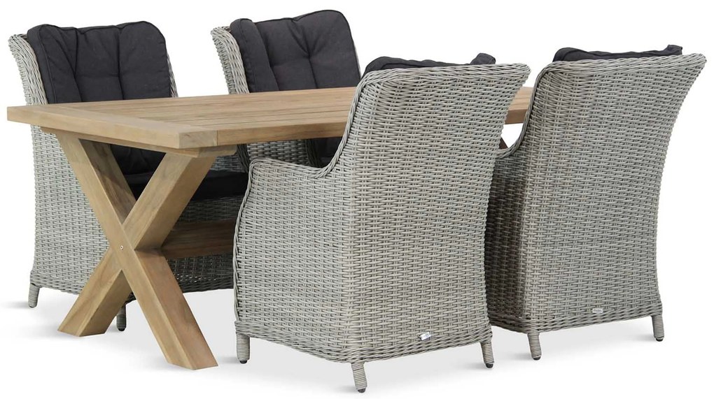 Tuinset 4 personen 200 cm Wicker Grijs Garden Collections Buckingham/Oregon