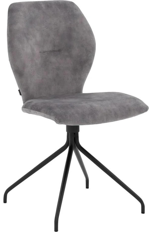Goossens Eetkamerstoel Hera grijs velvet stof leuning, modern design
