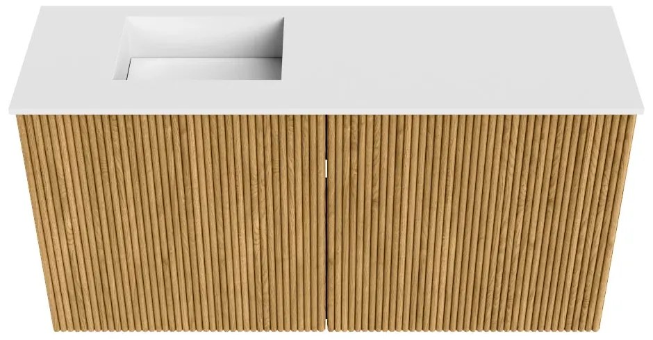 Mondiaz Joya 80cm toiletmeubel oak met wastafel faye links 1 kraangat talc