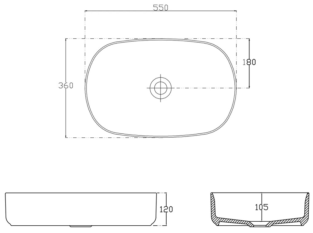 Sapho Infinity Oval waskom 55x36cm mat wit