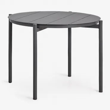Ronde Tuintafel Ø110 Cm Van Aluminium Elton Grijs – Grafiet - Sklum