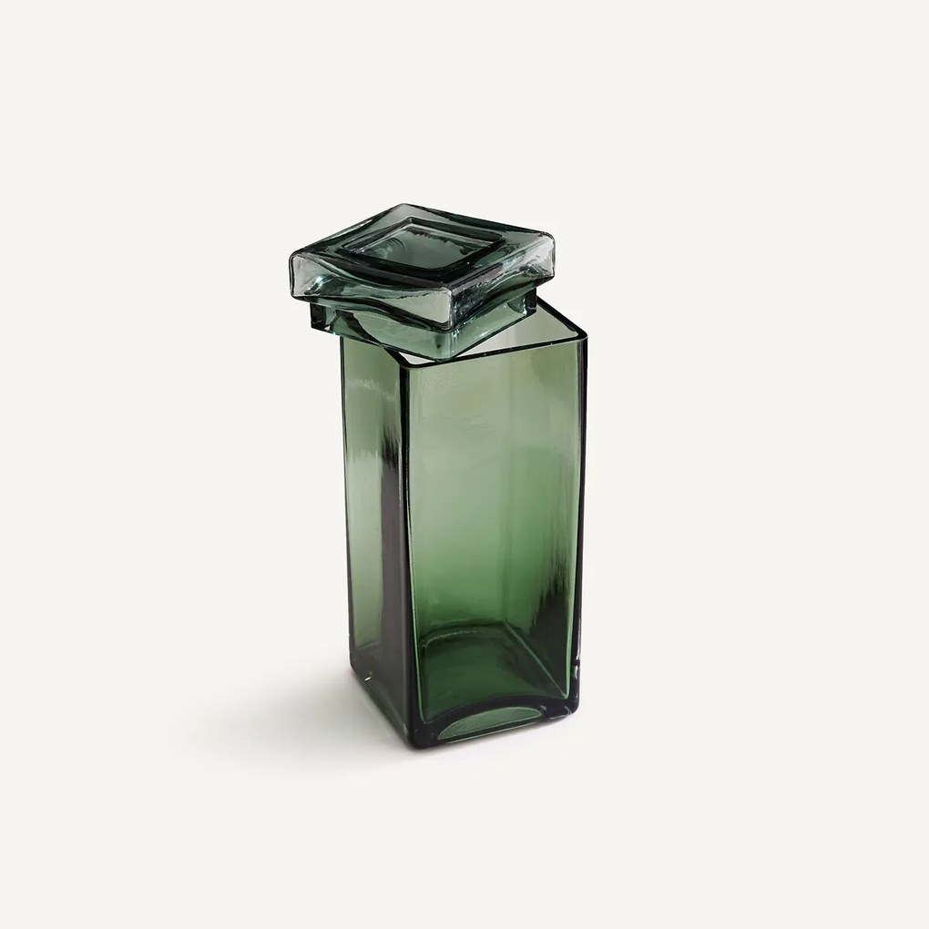 Handgeblazen glazen doos, hoogte 19,2 cm, OROA