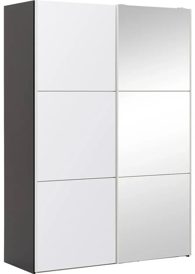 Goossens Kledingkast Easy Storage Sdk, 153 cm breed, 220 cm hoog, 1x 3 paneel glas schuifdeur li en 1x 3 paneel spiegel schuifdeur re