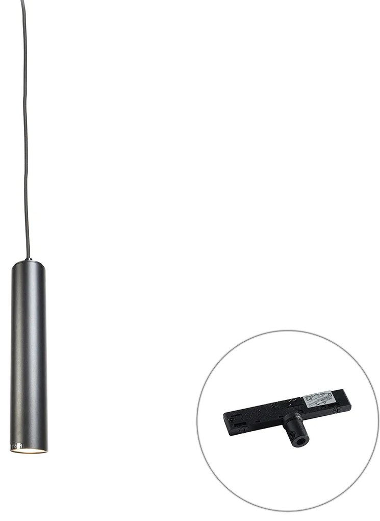 Design hanglamp zwart incl. rail adapter 1-fase - Slimline Tuba small