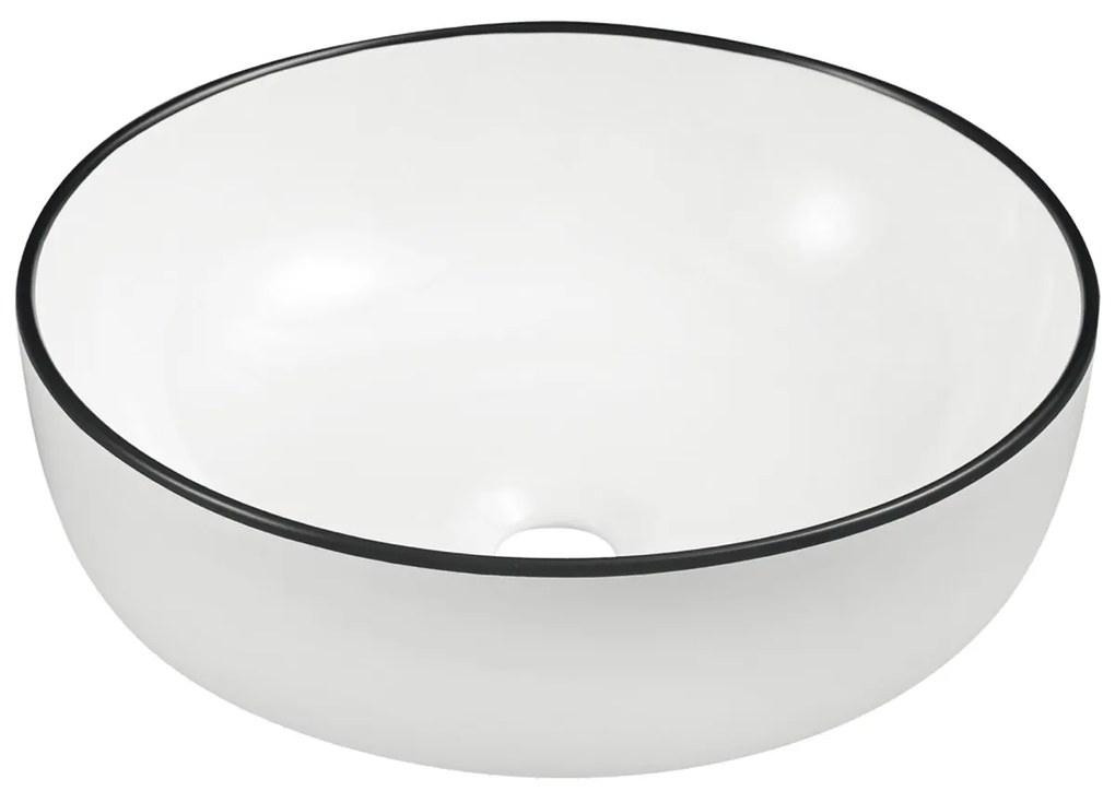 Kerra KR98 waskom rond wit met zwarte rand 41.5x41.5x13cm