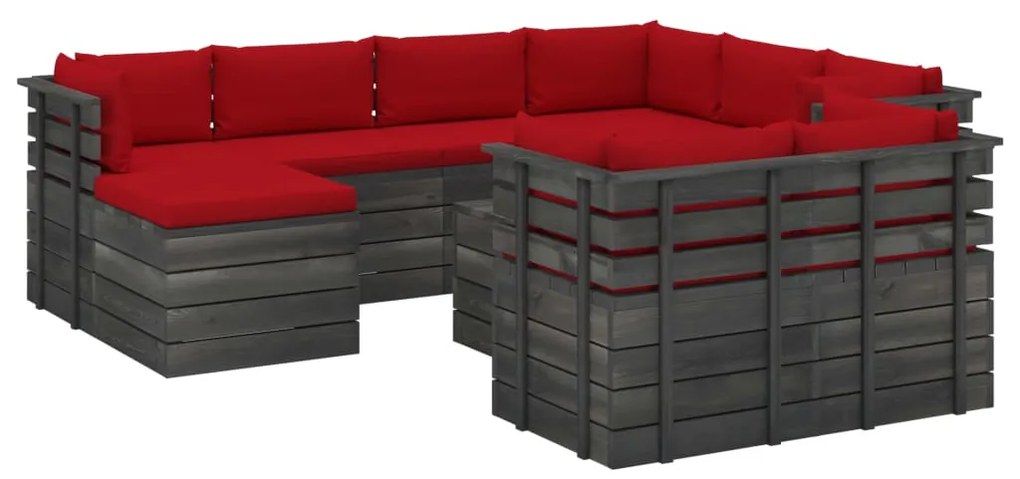 vidaXL 10-delige Loungeset met kussens pallet massief grenenhout