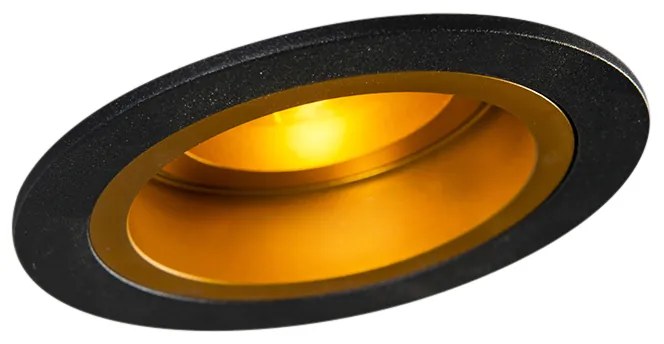 Smart inbouwspot zwart met goud kantelbaar incl. Wifi GU10 - Chuck Modern GU10 rond Binnenverlichting Lamp