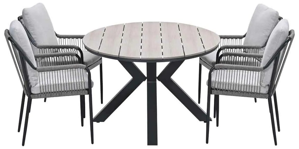 Garden Impressions Stevie tuinset 5-delig taupe - Tulli tuintafel 180x115 cm - light teak vironwood