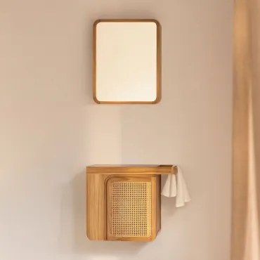 Georgy Zwevend Badkamermeubelset Van Teakhout Teakhout & Without Sink & Rechthoekig Met Opbergruimte Hout 45x60 Cm Ian & Zonder Kraan - Sklum