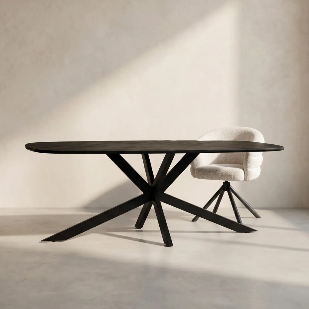 Tower Living Ovale Eettafel Zwart Mango 240x110cm Silvi - 240 X 110cm.