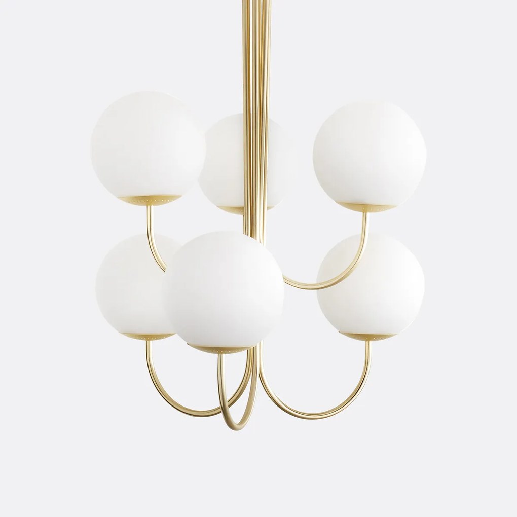 Hanglamp in messing en opaline glas, Moricio