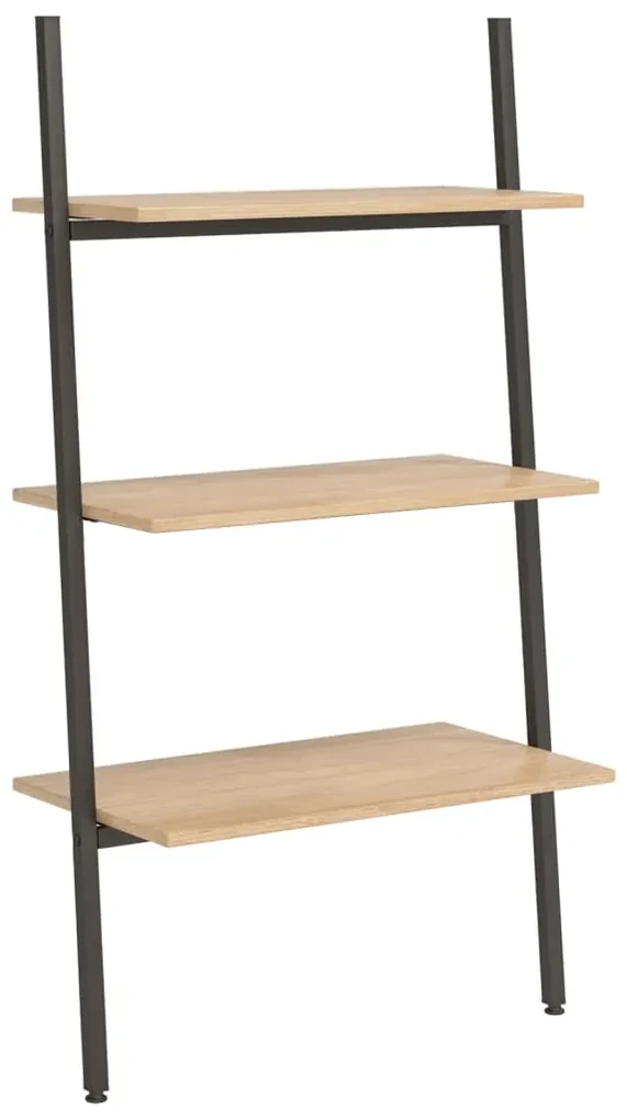 vidaXL Ladderrek met 3 schappen 64x34x116 cm lichtbruin en zwart
