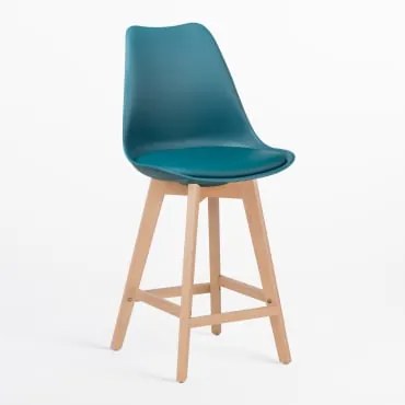 Verpakking Van 4 Hoge Krukken 65 Cm Met Kussen Van Scandinavisch Kunstleer Blauw – Intens Turquoise - Sklum