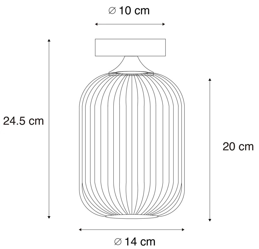 Art deco plafondlamp zwart met smoke glas - Banci