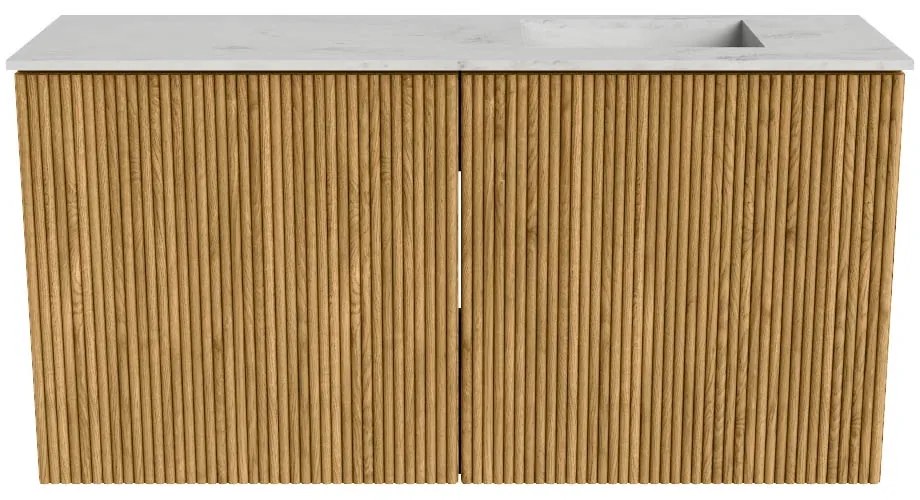 Mondiaz Joya DLux 80cm toiletmeubel oak met wastafel faye rechts 1 kraangat opalo