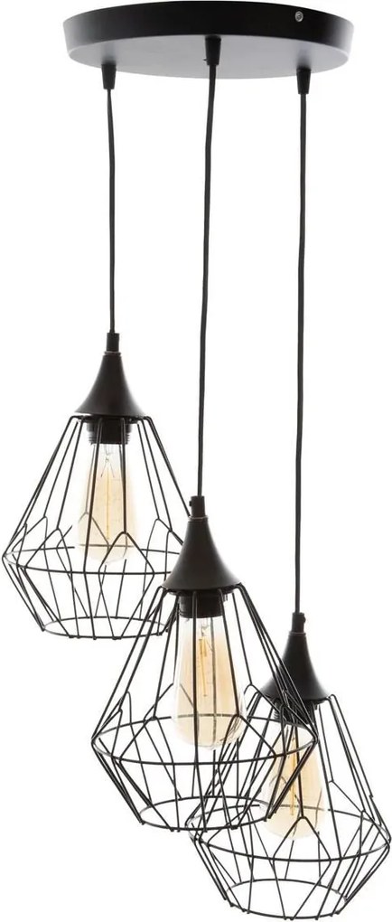 Atmosphera stijlvolle zwarte metalen hanglamp - Set van 3 - Moderne plafondverlichting - E27 fitting - Exclusief lampen