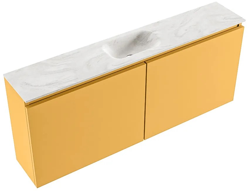 Mondiaz Ture DLux toiletmeubel 120cm ocher met wastafel ostra midden zonder kraangat