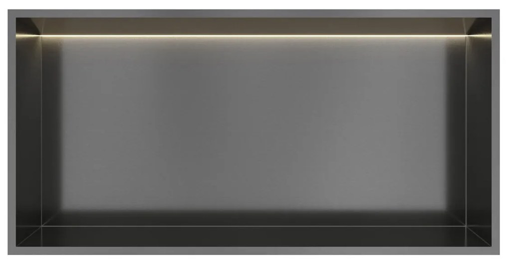 Hotbath &More inbouwnis met verlichting 30x60x10cm geborsteld gunmetal PVD