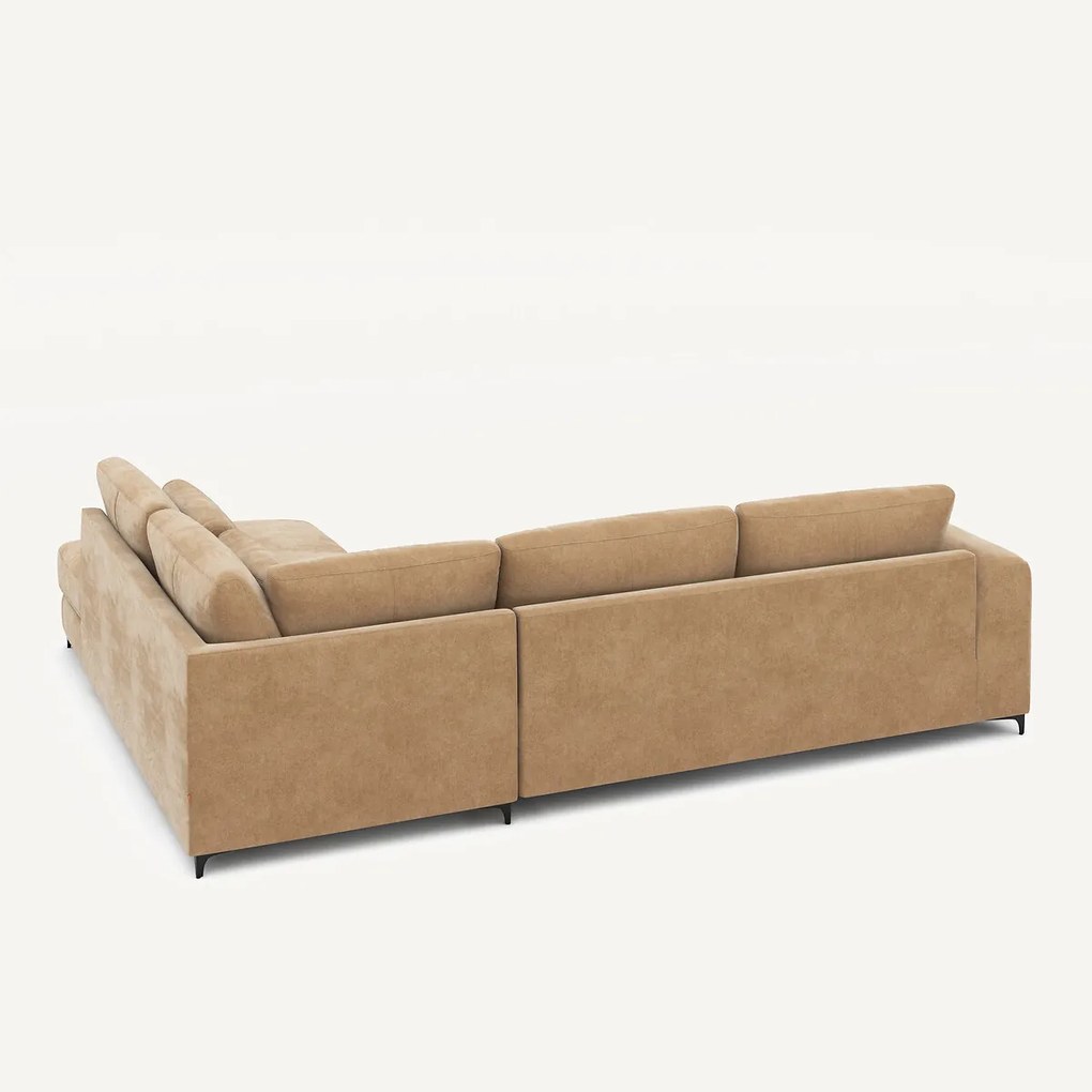 Omvormbare hoekbank rechts, stonewashed fluweel, Marsile