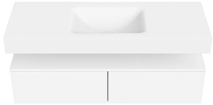 Zaro Alan badmeubel 130cm talc 2 lades met vrijhangende wastafel cloud midden 1 kraangat talc