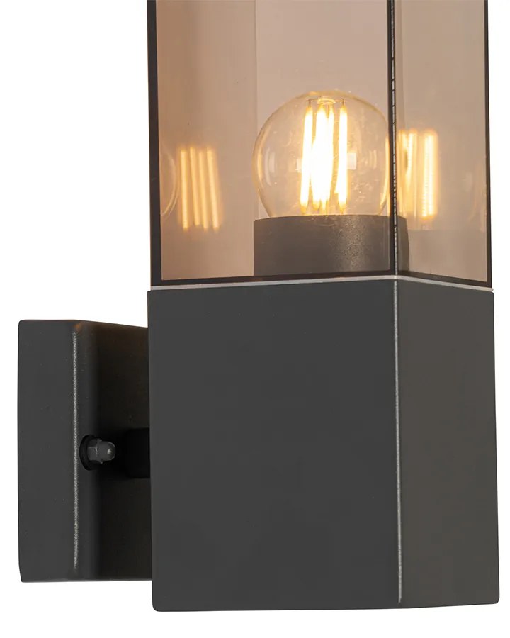 Moderne buiten wandlamp antraciet met smoke - Malios Modern E27 IP44 Buitenverlichting