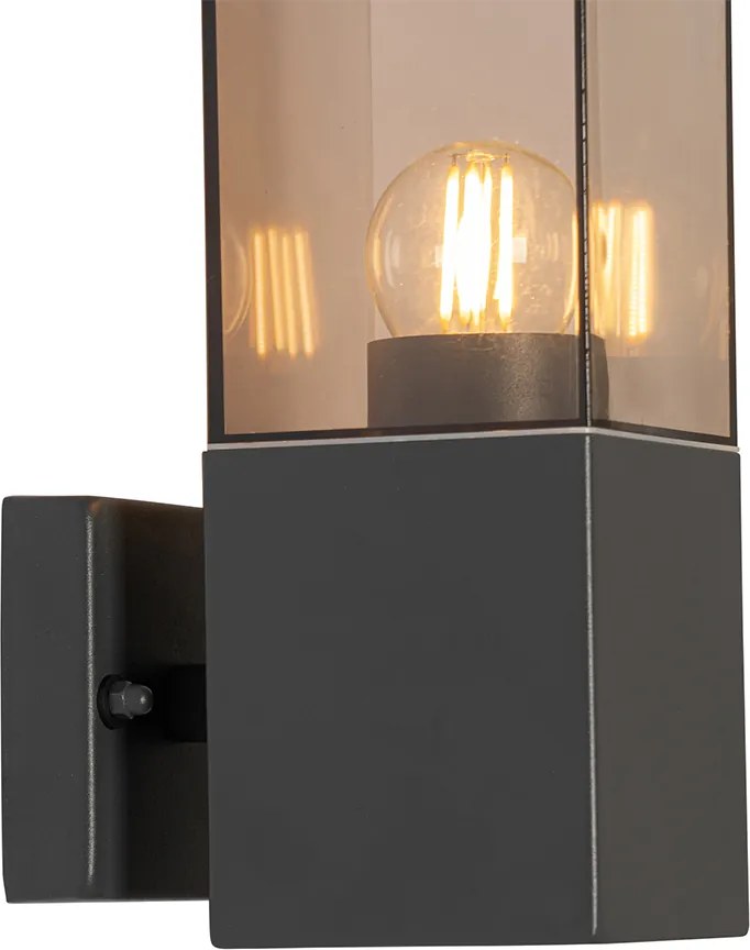 Moderne buiten wandlamp donkergrijs met smoke - Malios