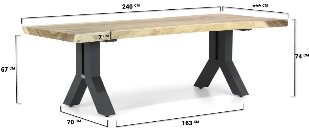 Dining Tuintafel rechthoekig 240 cm Teak Taupe Woodside