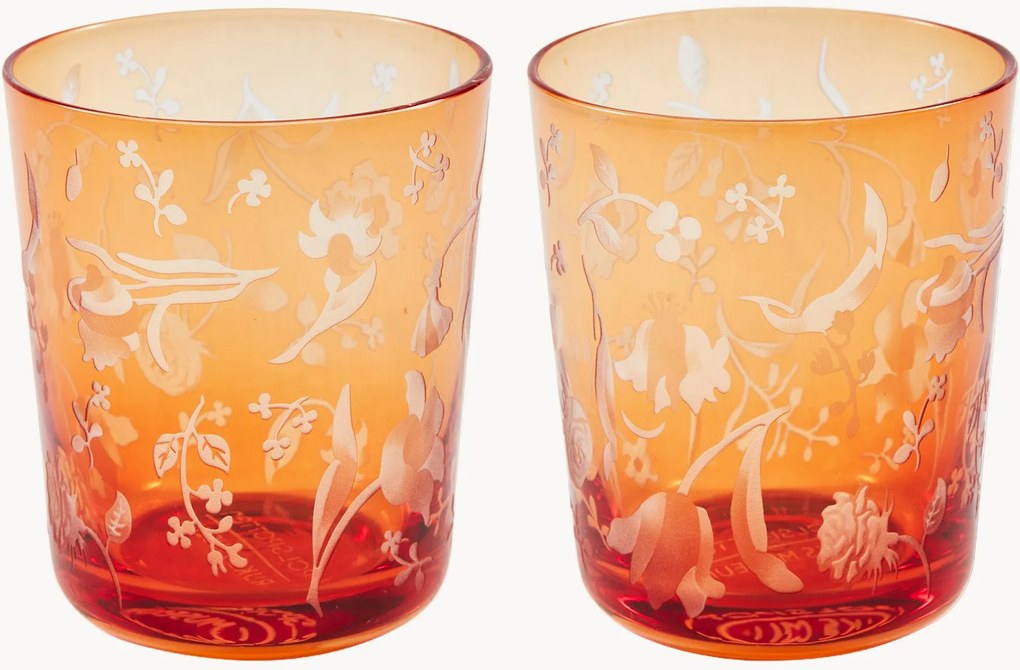 Mondgeblazen tumblers Scattered Flowers, 2-delig