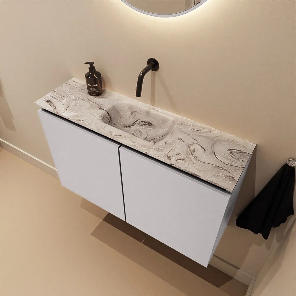 Mondiaz Ture DLux toiletmeubel 80cm cale met wastafel glace midden zonder kraangat