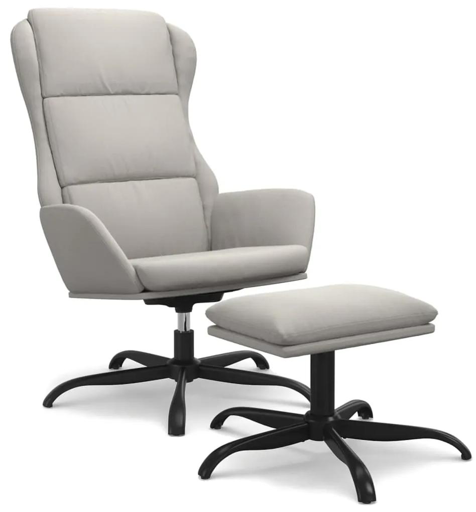 vidaXL Relaxstoel met voetenbank microvezelstof lichtgrijs