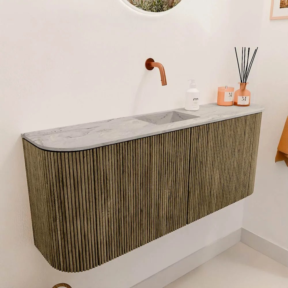 Mondiaz Joya DLux 105cm toiletmeubel ronding links/rechts dusk met wastafel faye midden zonder kraangat glace