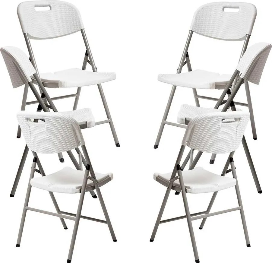 Pack 6 opklapbare Tuinstoelen Resin met rotaneffect