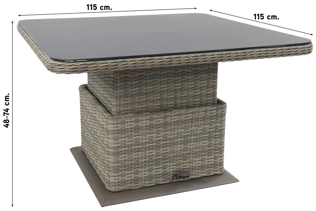 Sandigo lounge dining set met bijzetbank + 2x dining tuinstoel