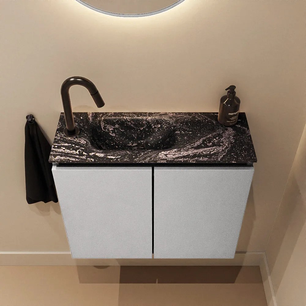 Mondiaz Ture DLux toiletmeubel 60cm plata met wastafel lava links met kraangat