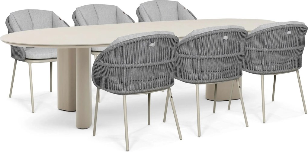 Tuinset 6 personen 240 cm Rope Zand/Beige Santika Furniture Santika