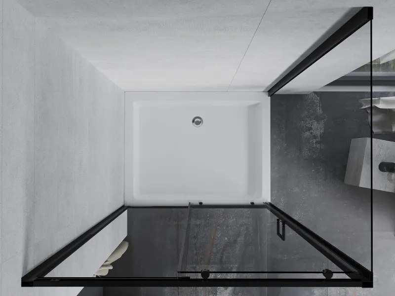 Mexen Apia schuifdouchecabine 120 x 90 cm, transparant, zwart + Rio douchebak - 840-120-090-70-00-4510
