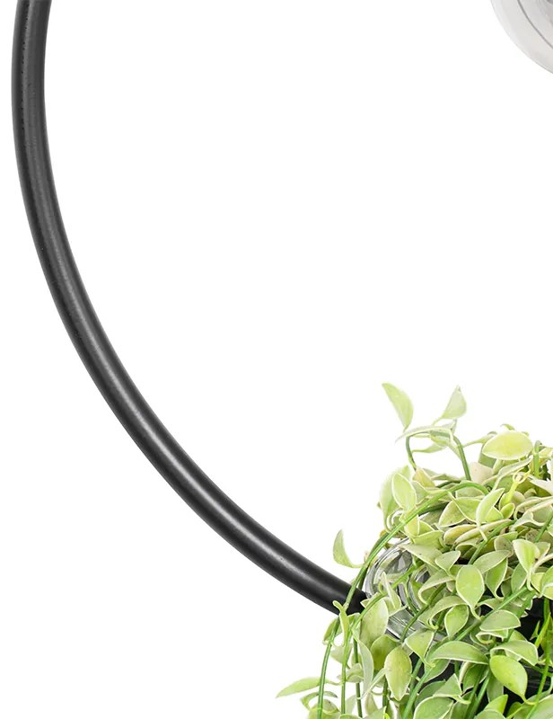 Moderne hanglamp zwart met glas rond - Roslini
