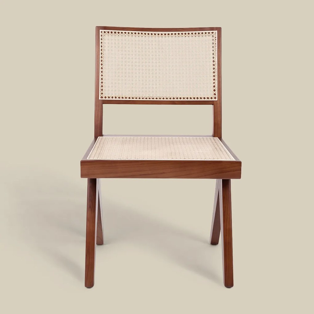 Walnoot Stoel Met Rotan Webbing