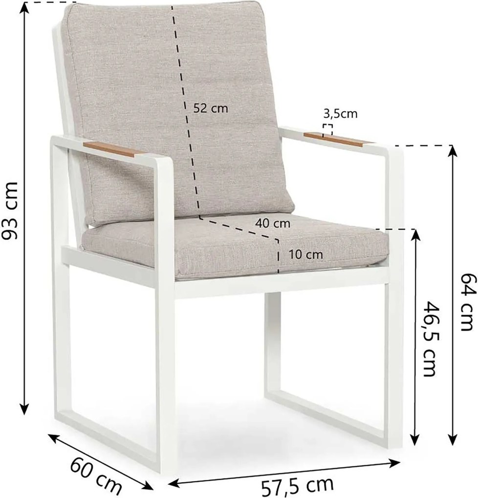Tuinset 8 personen 300 cm Aluminium Wit Lifestyle Garden Furniture Alessio/Los