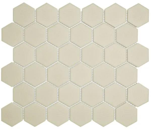 The Mosaic Factory London mozaiëktegel 5,1x5,9x0,6cm hexagon onverglaasd porselein vloertegel voor binnen en buiten vorstbestendig R11 wit LOH1010