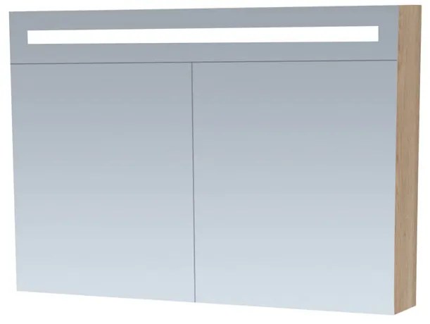 Brauer Promise Deluxe spiegelkast 100cm met 2 deuren en verlichting eiken licht