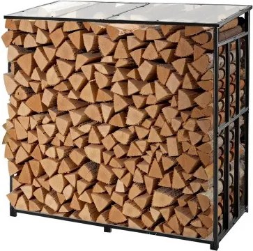 VEVOR Metalen haardhoutrek, 143x70x143 cm, haardhoutrek, houtopslag, max. belasting 300 kg, haardhoutrek, haardhoutopslag, stapelhulp voor veranda's, patio's en tuinen
