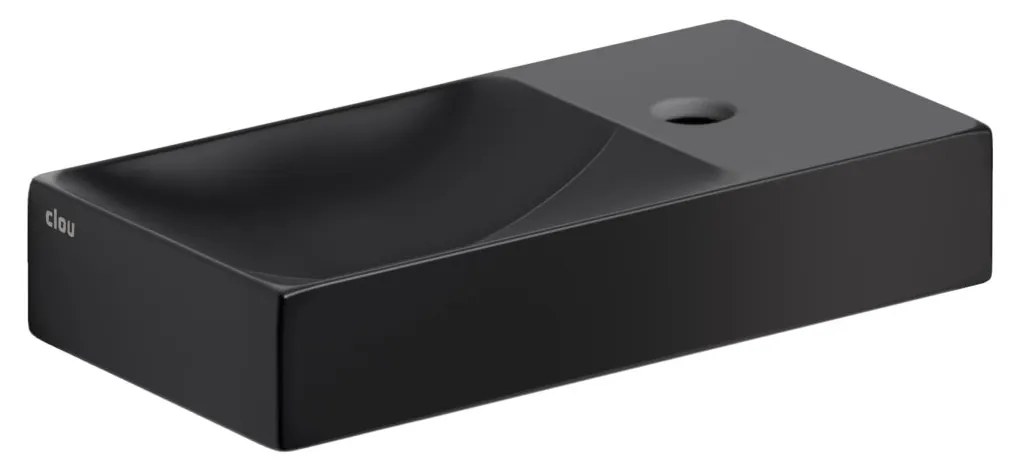Clou Vale keramische fontein 38cm met kraangat rechts zwart mat
